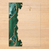 Invitations En Acrylique Vert Agate Or Texte Première Communion (Recto)