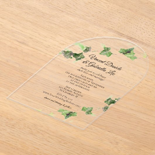 Invitations En Acrylique Vert anglais Vin Vin Mariage d'aquarelle (Poser)