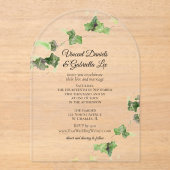 Invitations En Acrylique Vert anglais Vin Vin Mariage d'aquarelle (Recto)