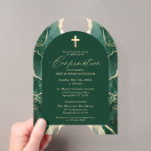 Invitations En Acrylique Vert émeraude Agate dorée Confirmation Moderne (In situ (ordinateur de poche))
