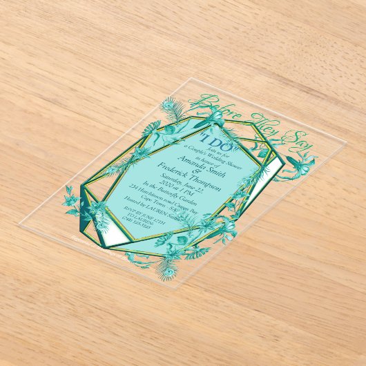 Invitations En Acrylique Vert émeraude sur support de texture sculptée (Poser)