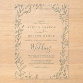 Invitations En Acrylique Vert feuille minimal verdure Élégant Mariage Boho (Recto)