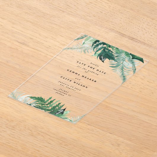 Invitations En Acrylique Vert feuillu Élégant Printemps vert Enregistrer la (Poser)