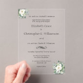 Invitations En Acrylique Vert floral blanc Mariage traditionnel (In situ (ordinateur de poche))