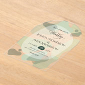 Invitations En Acrylique Vert organique Mariage Abstrait géométrique (Poser)