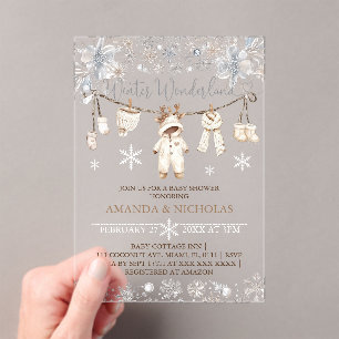 Invitations En Acrylique Vêtements de bébé d'hiver Baby Shower