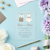 Invitations En Acrylique Vêtements de bébé neutres en espagnol Révélation d (Insitu (Mariage))