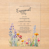 Invitations En Acrylique Vibrant Fleur sauvage Engagement Party Élégant cla (Recto)