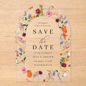Invitations En Acrylique Vibrant Gras Mariage Fleur sauvage Enregistrer La  (Recto)