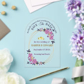 Invitations En Acrylique Vibrant Gras Mariage Fleur sauvage Enregistrer La  (Insitu (Mariage))