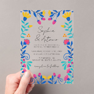 Invitations En Acrylique Vibrant mexicain Floral Fiesta Mariage