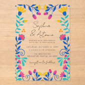 Invitations En Acrylique Vibrant mexicain Floral Fiesta Mariage (Recto)