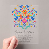 Invitations En Acrylique Vibrant Oiseaux mexicains Otomi Floral Fiesta Mari (In situ (ordinateur de poche))