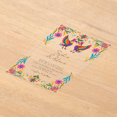 Invitations En Acrylique Vibrant Oiseaux mexicains Otomi Floral Fiesta Mari (Poser)