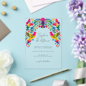 Invitations En Acrylique Vibrant Oiseaux mexicains Otomi Floral Fiesta Mari (Insitu (Mariage))