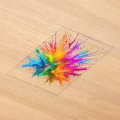Invitations En Acrylique Vibrant Rainbow Paint Splatter Explosion (Poser)