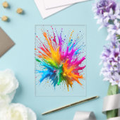 Invitations En Acrylique Vibrant Rainbow Paint Splatter Explosion (Insitu (Mariage))