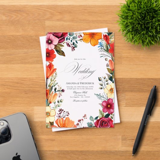 Invitations En Acrylique Vibrant transparent Floral mexicain Fiesta Mariage (Insitu (Carte d'invitation))
