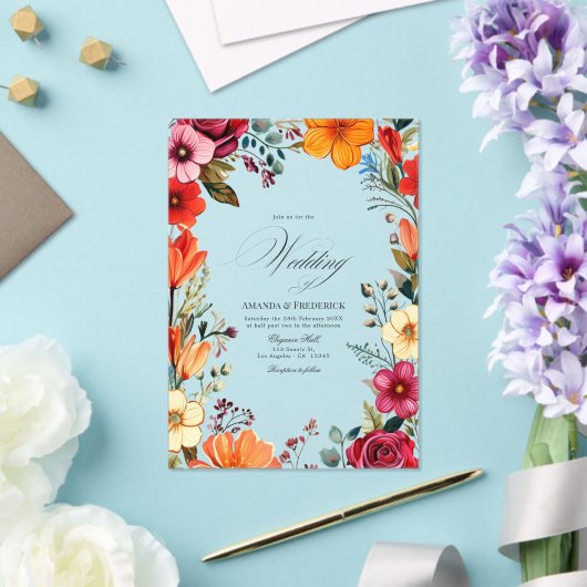 Invitations En Acrylique Vibrant transparent Floral mexicain Fiesta Mariage (Insitu (Mariage))