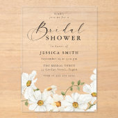 Invitations En Acrylique Vibrant White Floral Bridal Shower Clear (Recto)