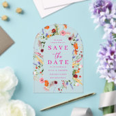 Invitations En Acrylique Vibrant Wildflowers Frosted Wedding Save The Date (Insitu (Mariage))