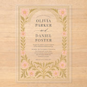 Invitations En Acrylique Victorian Floral Art Nouveau Wedding (Recto)