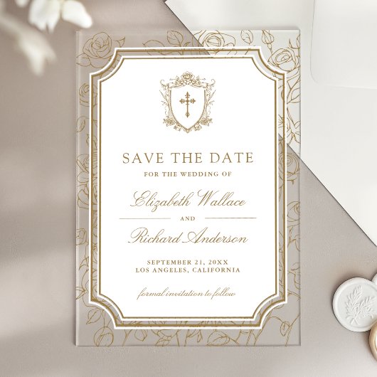 Invitations En Acrylique Victorian Gold Catholic Wedding Save the Date