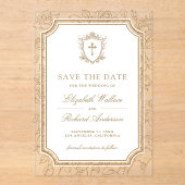 Invitations En Acrylique Victorian Gold Catholic Wedding Save the Date (Recto)