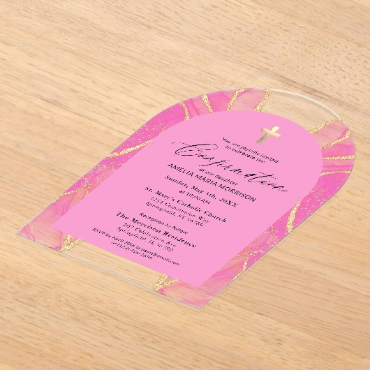 Invitations En Acrylique Vider rose Or Vider Confirmation Moderne (Poser)