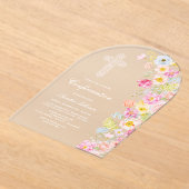 Invitations En Acrylique Vifs Fleurs Pastel Arc Confirmation (Poser)