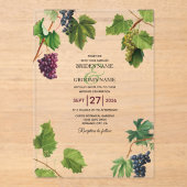 Invitations En Acrylique Vignoble de raisins Méditerranée Grec Mariage (Recto)