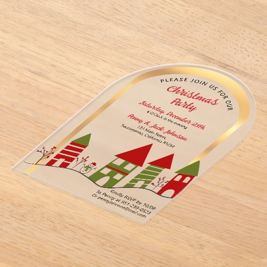 Invitations En Acrylique village dans la neige à Noël gelé (Poser)