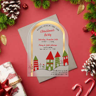 Invitations En Acrylique village enneigé à Noël givré