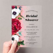 Invitations En Acrylique Vin Fête des mariées Florale Rouge (In situ (ordinateur de poche))