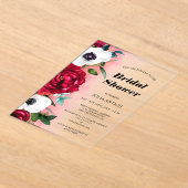 Invitations En Acrylique Vin Fête des mariées Florale Rouge (Poser)