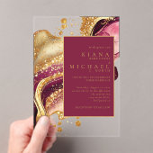 Invitations En Acrylique Vin rouge Mariage Abstrait Sparkling ID1018 (In situ (ordinateur de poche))