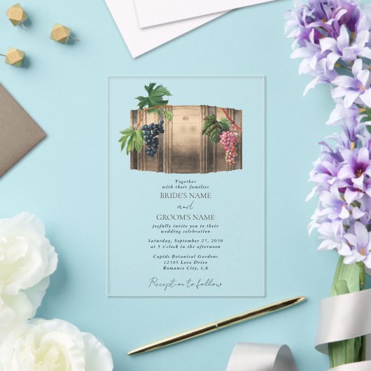 Invitations En Acrylique Vin rustique Barrel Vignoble Mariage (Insitu (Mariage))