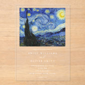 Invitations En Acrylique Vincent Van Gogh Mariage de nuit Starry (Recto)