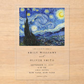 Invitations En Acrylique Vincent Van Gogh Mariage de nuit Starry (Recto)