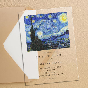 Invitations En Acrylique Vincent Van Gogh Nuit Étoilée Mariage