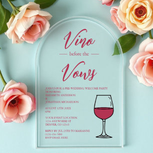 Invitations En Acrylique Vino Avant La Fête De Bienvenue PréMariage Vows