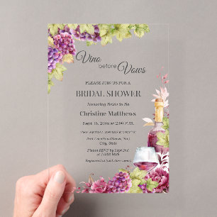 Invitations En Acrylique Vino chic avant les Vœux Enterrement de vie de jeu