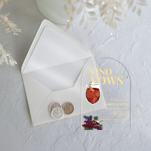 Invitations En Acrylique Vino élégant avant les voeux vin Fête des mariées
