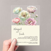 Invitations En Acrylique Vintage Aquarelle pivoines Mariage moderne (In situ (ordinateur de poche))