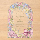 Invitations En Acrylique Vintage cadre fleuri mariage (Recto)
