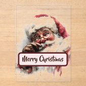 Invitations En Acrylique Vintage Christmas Santa Acrylic Card  (Recto)