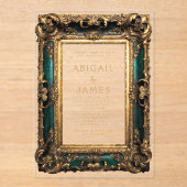 Invitations En Acrylique Vintage Emerald Green Gold Mariage (Recto)