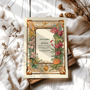 Invitations En Acrylique Vintage Floral Art Nouveau Mariage
