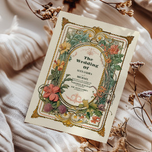 Invitations En Acrylique Vintage Floral Art Nouveau Mariage