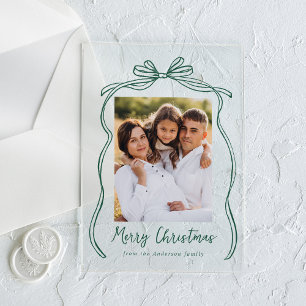 Invitations En Acrylique Vintage Green Bow Joyeux Noël Photo